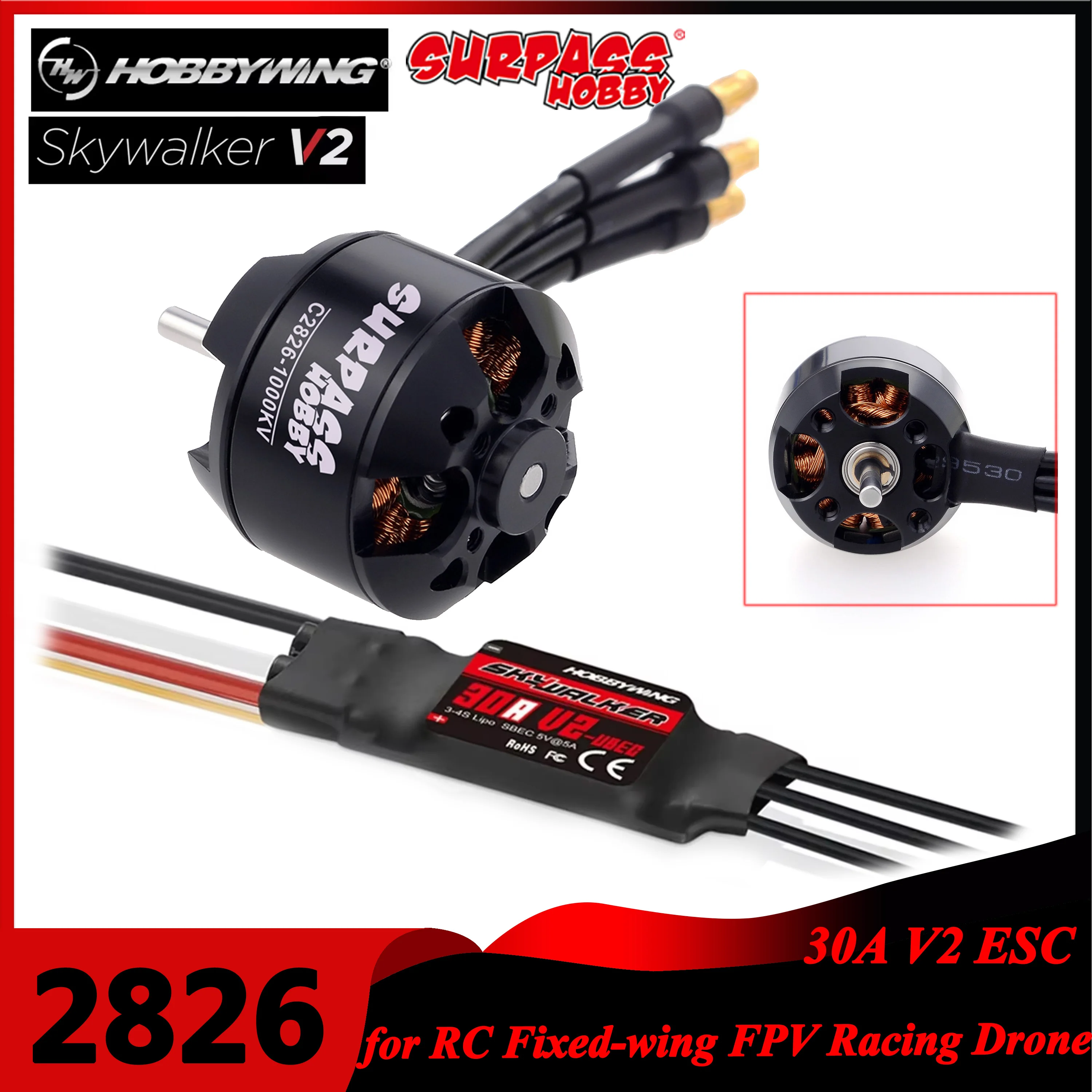 Drone Racing Esc - SURPASS HOBBY-Moteur sans balais HobbyOO30A V2
